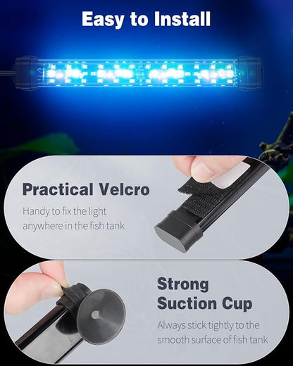 Pawfly 5 W Aquarium LED Light 8 Inch 24/7 Fish Tank Light with Full Spectrum Brilliant White Blue Red Green Lights Multi-Colored LEDs with D/N Mode Single Color Effects Timer and Adjustable Brightness