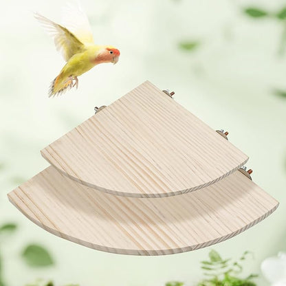 9.4 × 9.4 Inches Large Bird Perch Stand Platform, Natural Wooden Small Animals Cage Accessories, Rectangle Stand Perch Shelf for Parrot Parakeet Cockatiel Rat Hamster Guinea Pig Conure Chinchillas