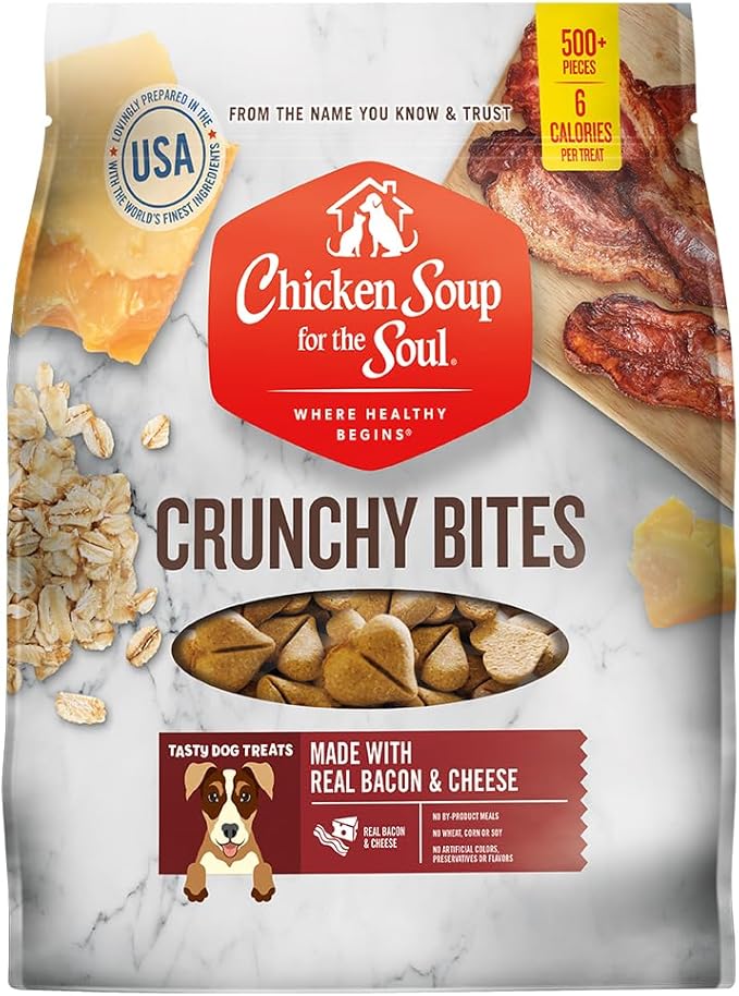 Chicken Soup For The Soul Crunchy Bites Dog Treats, Bacon & Cheese, 32 Ounce Bag | Soy, Corn & Wheat Free, No Artificial Flavors or Preservatives