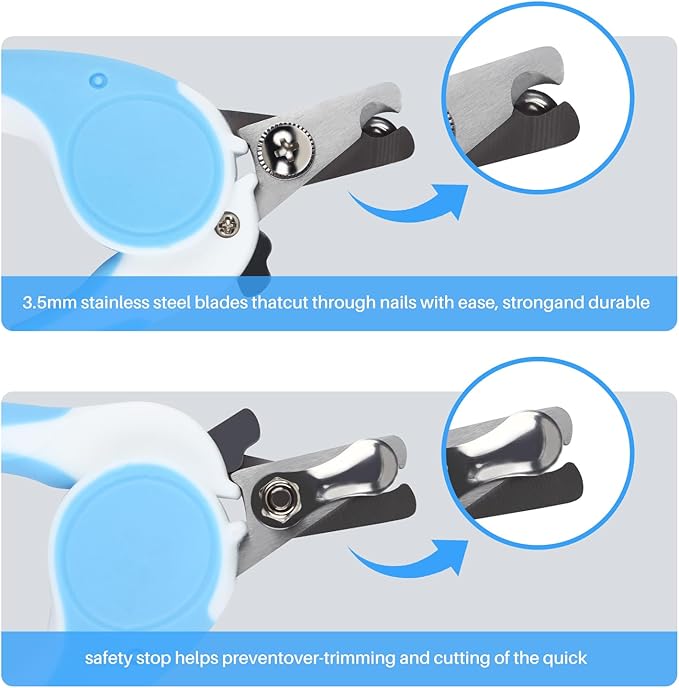 Pet Nail Clippers, Dog Nail Trimmers with Safety Guard to Avoid Excessive Cutting Nails, Dog Grooming Clippers has a Variety of Colors Suitable for Dogs, Cats and Other Petsï¼_lueï¼