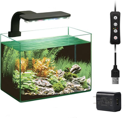 Aquarium Light, 3 Mode Clip on Fish Tank Light with Timer Function, Full Spectrum Aquarium Plant Light, Adjustable Brightness, for 6-10 Inch Fish Tank