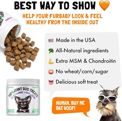 LEGITPET Hemp Hip & Joint Supplement for Dogs Soft Chews Made in USA Functional Glucosamine for Dogs Chondroitin MSM Turmeric Hemp Seed Oil Natural Pain Relief Mobility Advanced Joint 30 Treats