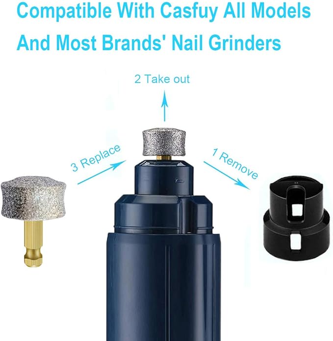 Dog Nail Grinder Replacement Tips/Heads for Casfuy, LuckyTail, Primens and Most Brands' Dog Nail Grinder - Diamond Bits/Wheel for Large Medium Small Dog Nails Care, 2Pack