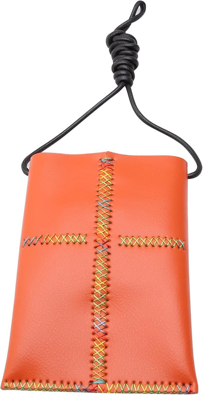 Dog Grooming Scissors Storage Bag: Hand-stitched, Show-quality Head Layer Calf Leather, Holds 5 Pairs of Dog Grooming Scissors Orange