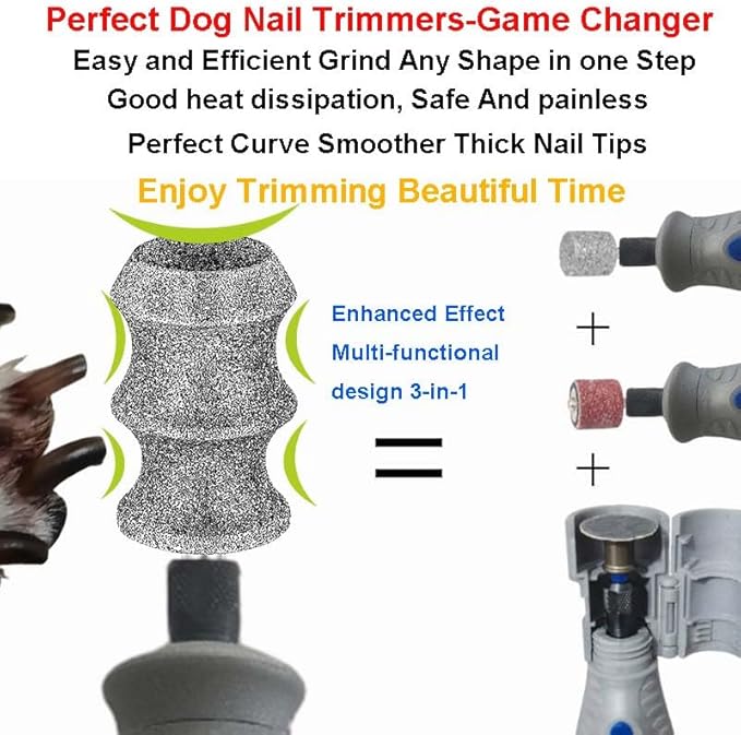 For Dremel Pet Dog Nail Grinder Attachment, Diamond Fit Dremel Bit For Dog Nail, Rotary Fit Dremel Dog Nail Diamond Bit, 1/8'' Fit Dremel Pet Dog Nail Grinder Refills Replacement Head 2-Packï¼ Large ï¼