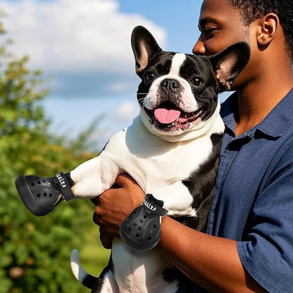 JZXOIVA Dog Shoes for Hot Pavement, Dog Booties for Small Dogs, Breathable Dog Boots & Paw Protectors, Adjustable Non-Slip Dog Rain Booties, Waterproof Pets Sandals for Beach Black Size 3