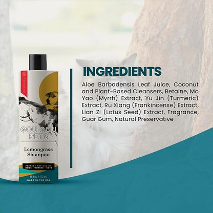 Holistic, Natural and Clean Pet Care Lemongrass Shampoo: Veterinarian Recommended - Hydrate Your Pet_ Coat With Our Hypoallergenic Shampoo For Dogs, Cats and Horses - Made in USA - 16 oz