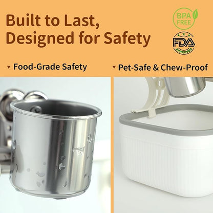 Bird Desktop Training Stand with Detachable Stainless Steel Double Bowls Feeder, Easy Clean Portable Bird Perches Stand with Detachable Base for Parakeets, Small-Sized Birds, Parakeet Cage Accessories