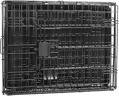 Amazon Basics Durable,Foldable Metal Wire Dog Crate with Tray, Double Door, Divider, 24 x 18 x 20 in, Black