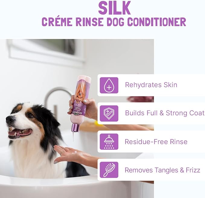 Bio-Groom Dog Shampoo and Conditioner Set - for Dogs, Puppies & Cats, Moisturizing Conditioner for Dry, Itchy Skin - Silk Conditioning Creme Rinse & Tear Free Shampoo, 12 Fl Oz Each (1 Set)