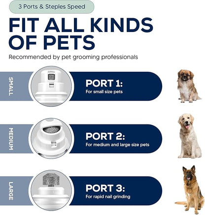 My Pet Command Cordless Dog Nail Grinder Quiet Low Noise for Large Medium Small Dogs and Cats, Powerful Variable Speed Motor Rechargeable Pet Claw Trimmer with an Extra Diamond Bit, Clipper and File