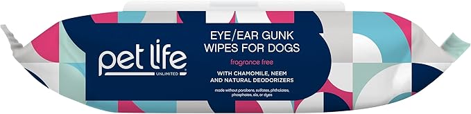 Pet Life Unlimited Dog Ear Wipes, Dog Eye Wipes - Plant-Based Dog Ear Cleaner Wipes with Moisturizing Aloe Leaf & Soothing Chamomile - Fragrance Free Eye and Ear Wipes for Dogs - 30 Count (Pack of 1)