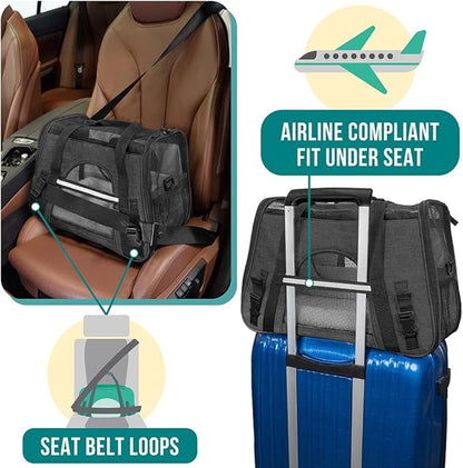 PetAmi Airline Approved Pet Carrier for Cat, Soft Sided Dog Carrier Small Dog, Cat Travel Supply Accessories Indoor Cat, Ventilated Pet Carrying Bag Medium Large Kitten Puppy, Small Heather Dark Gray