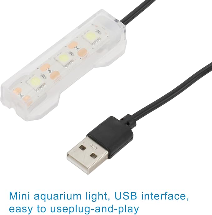 Mini Aquarium Lamp, USB Aquarium Light, LED Desktop Fish Tank Light, Small Decoration Aquarium Light, Aquarium Accessories, Blue Light