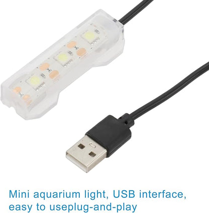 Mini Aquarium Lamp, USB Aquarium Light, LED Desktop Fish Tank Light, Small Decoration Aquarium Light, Aquarium Accessories, White Light