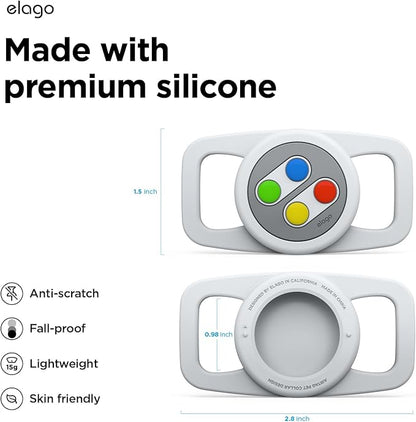 elago Pet Collar W5 Case Compatible with Apple AirTag - Drop Protection Keychain, Cute Design (Track Dogs, Keys, Backpacks, Purses) Tracking Device Not Included (Light Grey)