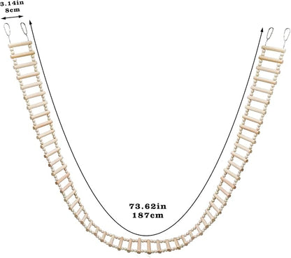 Rat Ladder Bridge Toy, Rat Climbing Toys, Natural Wooden Hamster Ladder Bridge Toy, Cage Accessories for Bird Parrot Cockatiel Sugar Gliders - 54 Steps - 74.6 x 3.14 Inch