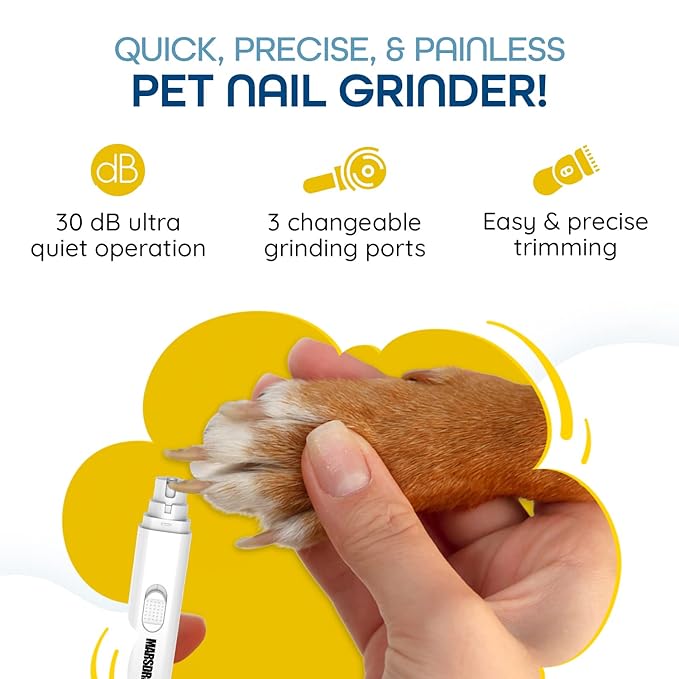 Dog Nail Trimmers, Usable as Cat Nail Clippers, Dog Nail Grinder, Easy and Safe Silent Dog Nail Grinder with Rechargeable Battery, Suitable for Small, Medium, and Large Dogs