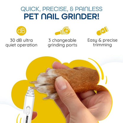Dog Nail Trimmers, Usable as Cat Nail Clippers, Dog Nail Grinder, Easy and Safe Silent Dog Nail Grinder with Rechargeable Battery, Suitable for Small, Medium, and Large Dogs