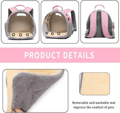 Bunny Carrier, Guinea Pig Carrier,Small Animal Carrier Backpack for Rabbit,Bearded Dragon, Lizard,Hamster,Kitten. Breathable Pet Travel Cage Bag (Pink)