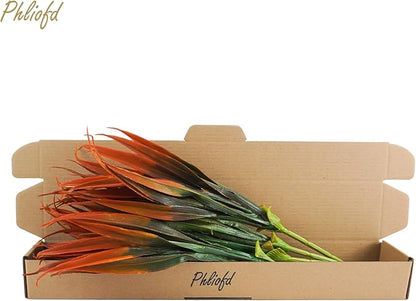 6Pcs Artificial Grass Fake Plants 17.3in Outdoor Plastic Plants UV Resistant Greenery Fake Grass for Home Window Garden Office Patio Hanging Planter Pathway Front Porch Décor Red