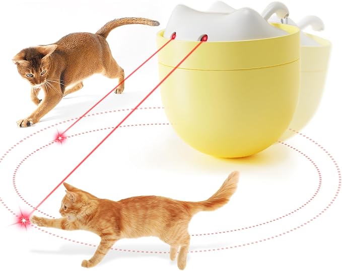 Cat Laser Toy, Automatic Laser Cat Toys for Indoor Cats/Kittens, Rechargeable 360° Auto-Spin Self-Balancing Laser Pointer, 3 Adjustable Modes Interactive Toy for Bored Cats