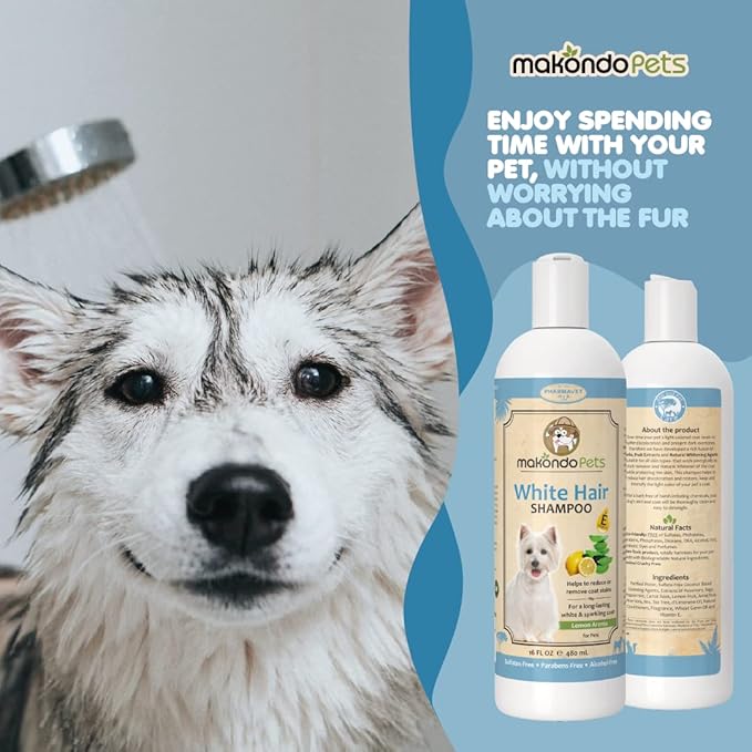 Dog Whitening Shampoo for Dogs with White Light Colored Hair Coat Fur_hite Haired Pets Shampoo for Itching Dry Sensitive Skin. Non Toxic Formula