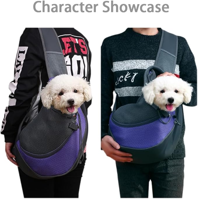 PEIFKO Pet Dog Sling Carrier Breathable Mesh Travel Safe Sling Bag Carrier for Dogs Cats (Azure, Small)