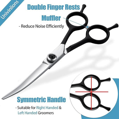Dream Reach 6" Downward Curved Dog Grooming Scissors for Trimming Face and Paws, Safety Cutting Shears for Pet Dogs and Cats, Professional Pet Grooming Scissors Black