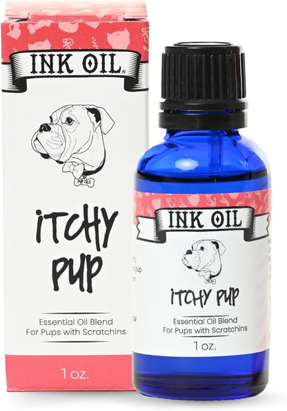 Ink Oil Itchy Pup | Itch Relief Supplement for Dogs | Calms & Soothes Rashes, Dry Skin & Insect Bite | 100% Natural Liquid Drop Pet Health Skin Care | Fast Skin Relief Therapeutic Essential Oil - 1 oz