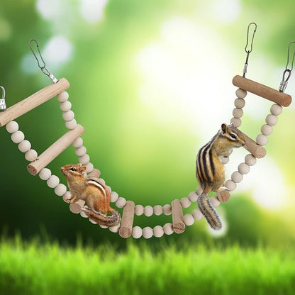 Bird Ladder Bridge, Wooden Pet Hamster Climbing & Swing Toys, Cage Accessories for Birds Rats Parrots Hamster Squirrel Sugar Gliders Parakeets Cockatiels - 8 Steps - 19.3 x 3.14 Inch