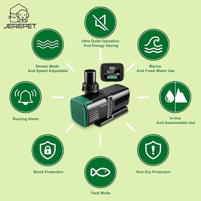 4800GPH Aquarium 36V DC Water Pump with Controller, 105W Submersible and Inline Return Pump for Fish Tank,Fountains,Sump,Hydroponic,Pond,Freshwater and Marine Water Use,25FT Max Lift