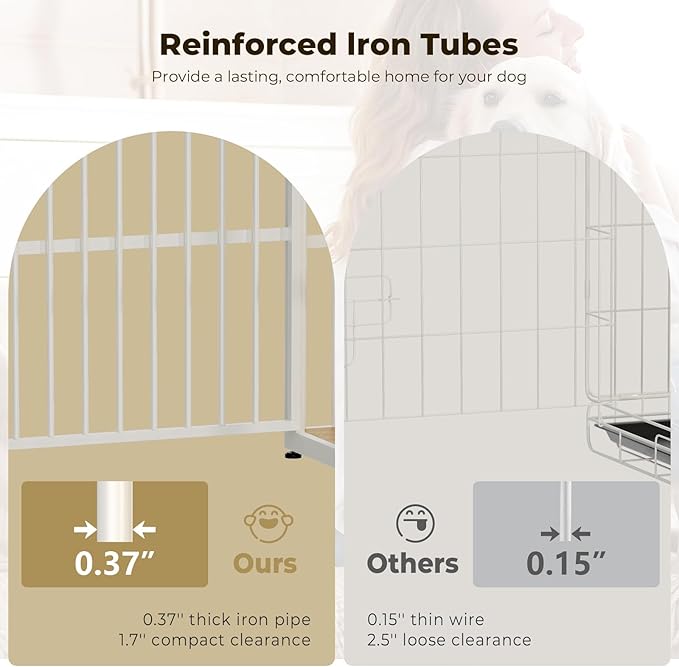 48'' XXL Dog Crate Furniture with 3 Doors,Wooden Crate End Table Heavy Duty Indoor Combination Cage for Medium to Large Dogs, Multiple Units Can be Combined, Natural Beech