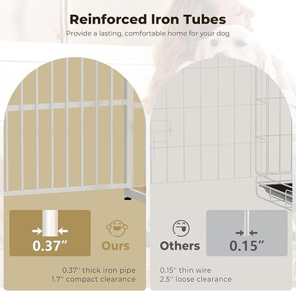 48'' XXL Dog Crate Furniture with 3 Doors,Wooden Crate End Table Heavy Duty Indoor Combination Cage for Medium to Large Dogs, Multiple Units Can be Combined, Natural Beech
