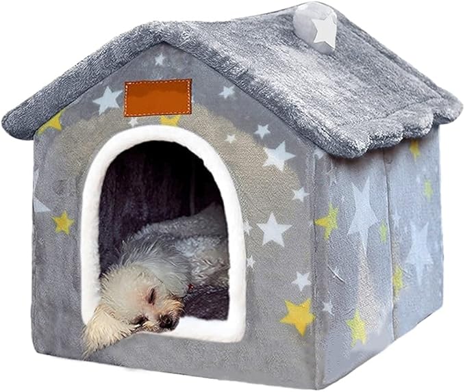 Dog House Indoor Memory Sponge, Foldable Dog House Kennel Bed Mat with Cushion for Small Medium Large Dogs Cats, Winter Warm Cat Nest Puppy Cave Sofa Pet Products (Small)