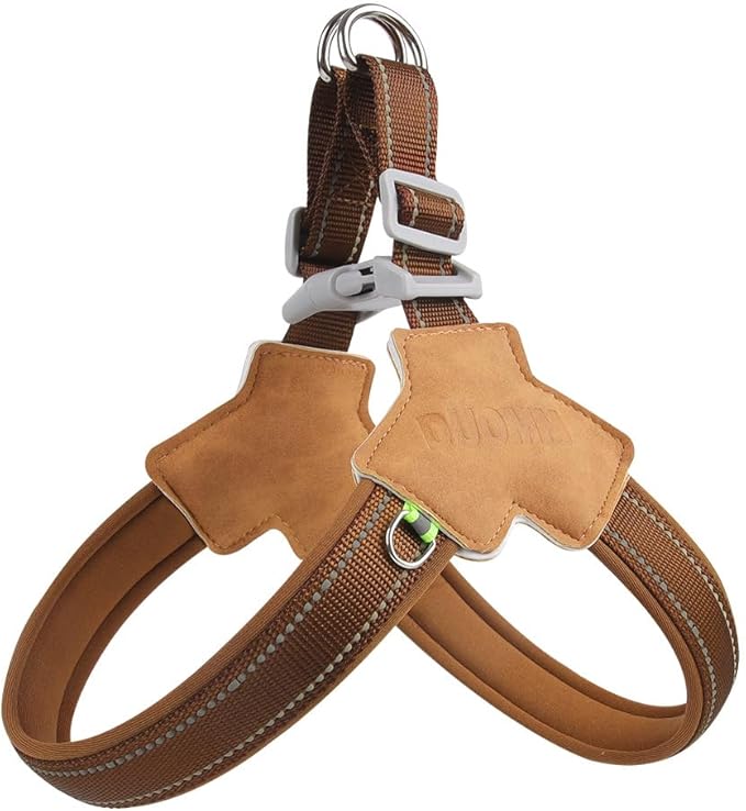 Dog Harness Y-Shaped Harness Breathable Heat Dissipation Easy to Wear Night Reflective Signs for Small and Large Dogs to Wear (Brown,S Bust 13in-18in)