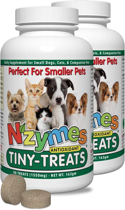 Nzymes® Antioxidant Tiny Treats - for Dogs Joints, HIPS, Paralysis, Skin, Coat, Hair Loss, Aging, Digestion, Seizures - Dog Treats for Small Dogs - 180 Treats - Made in The USA