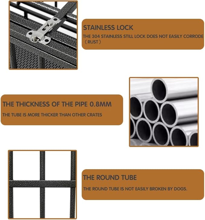 Heavy Duty Extra Large Dog Crate with Wheels - Indestructible 38/42/46 Inch Chew-Proof, Escape-Proof Kennel for High-Anxiety and Extra Large Dogs