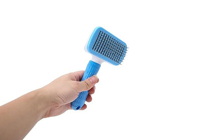 K-KINDEDGE Self Cleaning Slicker Brush,Dog Brush & Cat Brush with Massage Particles,Removes Loose hair & Tangles,Skin Friendly & Promote Circulation (Sky Blue)