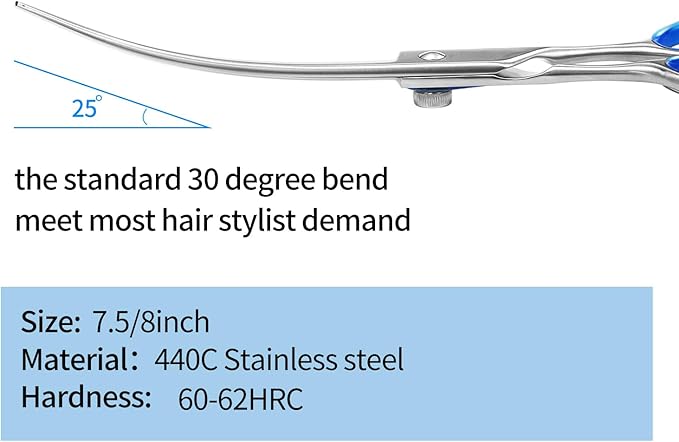 8'' Curved Scissors for Dog Grooming Professional Trimming Curved Dog Grooming Scissors Japan 440C Stainless Steel Shears Sharp Smooth Heavy Duty for Pet