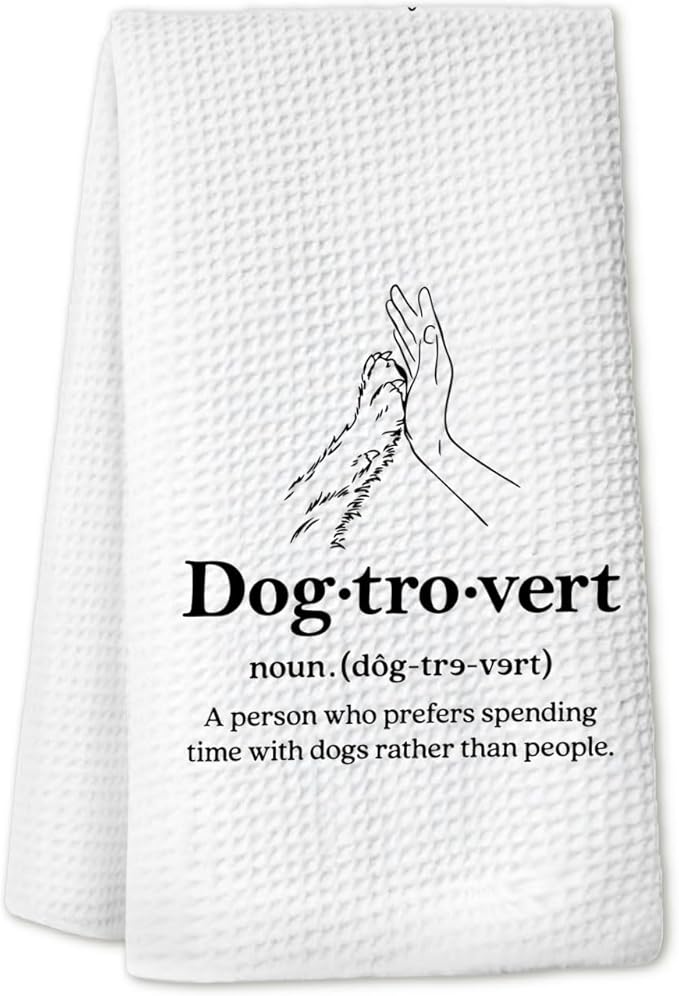 Dogtrovert Dog Kitchen Towels, Dog Lover Mom Gifts for Women Dish Towels for Kitchen Drying, Puppy Pet Lover Gifts Hand Towels for Bathroom, 16x24 Inch