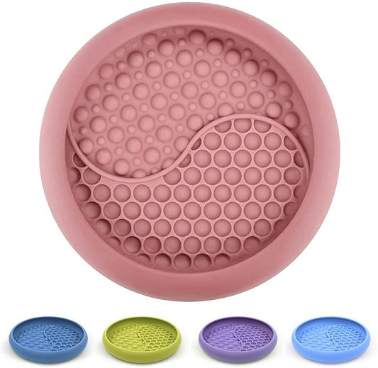 Dog Lick Bowl, Non-Slip Dog Slow Feeder Licking Mat Treat Dispenser, Interactive and Enrichment Toys, Boredom & Anxiety Reducer, BPA Free Silicone (Pink, Large)