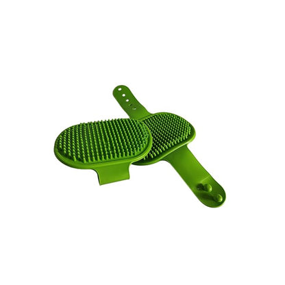 2Pcs Pet Brushes Dog Bath Brushes Cat Massage Bath Pet Cleaning Gloves with Adjustable Ring Handle,Green
