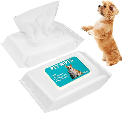 Pet Grooming Wipes for Dogs and Cats 80ct Hypoallergenic Dog Wipes Cleaning Deodorizing for Paws, Body and Butt