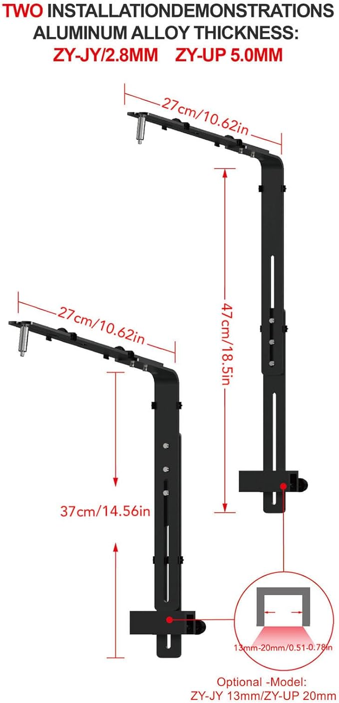 Aquarium Light Riser, Aquarium Light Bracket, Aluminum Alloy High Adjustable Aquarium Light Holder,Fish LED Aquarium Light Stand for Hanging Lamp (Black)