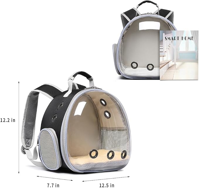 Bunny Carrier, Guinea Pig Carrier,Small Animal Carrier Backpack for Rabbit,Bearded Dragon, Lizard,Hamster,Kitten. Breathable Pet Travel Cage Bag Perfect for Vet Visits & Outdoor Adventures (Black)