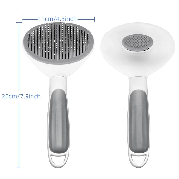 Cat Brush, Self Cleaning Slicker Brush for Shedding and Grooming, Removes Loose Undercoat, Mats and Tangled Hair, Grooming Comb for Cats Dogs, Gray