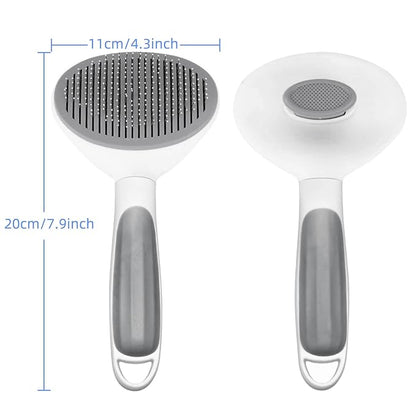 Cat Brush, Self Cleaning Slicker Brush for Shedding and Grooming, Removes Loose Undercoat, Mats and Tangled Hair, Grooming Comb for Cats Dogs, Gray