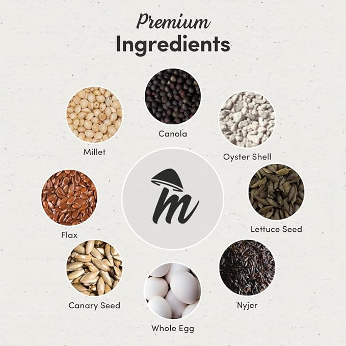 Mycelium Pet Bird Protein Bird Seed Mix (5 LB Bag) | High-Protein Bird Food for Finches, Canaries, Budgies & Parrotlets | Supports Energy & Growth | Organic, Non-GMO Daily Diet | Made in USA