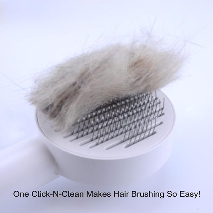Cat Self Cleaning Slicker Brush, Cat Grooming Brush, Short and Long Haired remover for Dogs and Cats, Slicker Brush Removes Loose Undercoat & Tangled Hair (White Macaron)